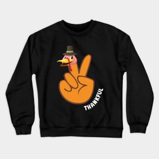 Turkey Peace Hand Sign Thanksgiving Crewneck Sweatshirt
